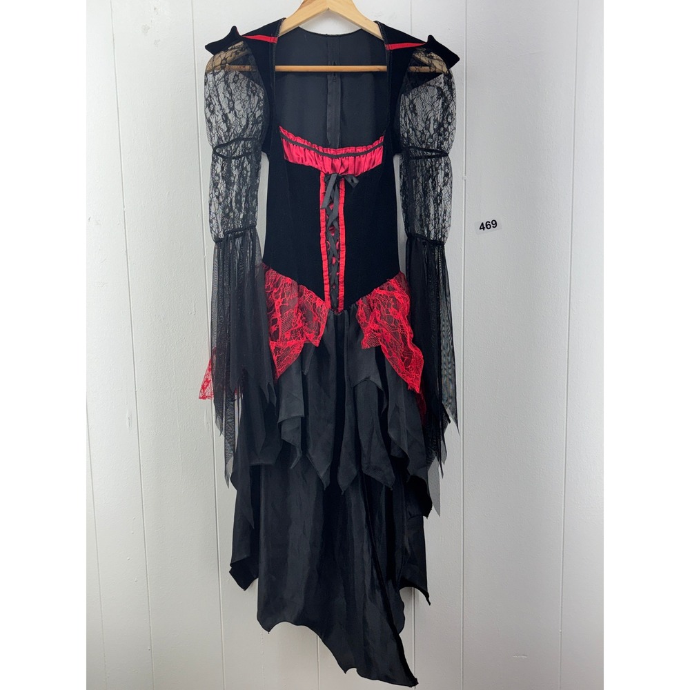 Leg Avenue Womens Gothic Vampire Costume Dress Black Red Lace Velvet Small